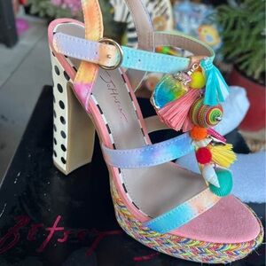 Betsey Johnson Colorful Chunky Heel Sandals